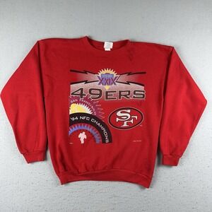 Vintage San Francisco 49ers Sweatshirt Men's‎ Large Red Super Bowl 1994 1995